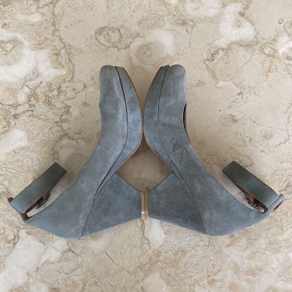Gentle Souls Grey Oppsi Ankle Strap Mary Jane Leather Platform Pumps - Picture 6 of 13